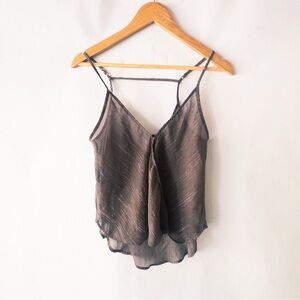 Sheer Metallic Bronze Strappy Layered Camisole